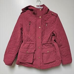 NWT Womens Eden Society Jacket Sherpa Lined Zip Pockets Burgundy  sizeMedium